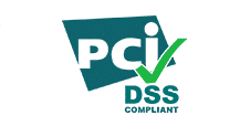 A PCI compliance solutions badge, signifying that a business is compliant