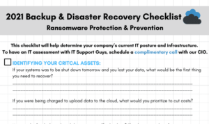 IT Support Guys' 2021 Backup & Disaster Recovery checklist, in photo form