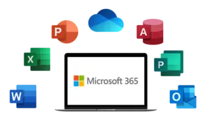 An icon illustrating the different icons involved in managed Microsoft 365