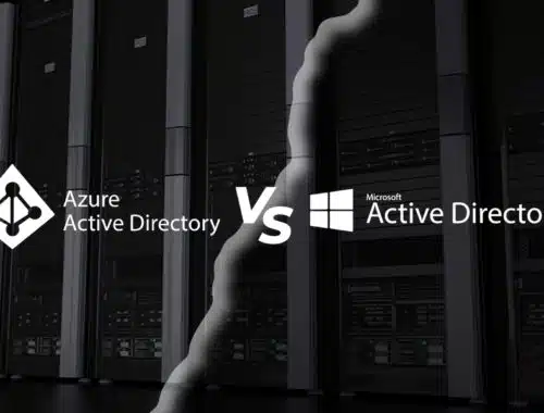 A banner showing the words "Azure Active Directory vs. Windows Active Directory," for those looking for alternatives to active directory.