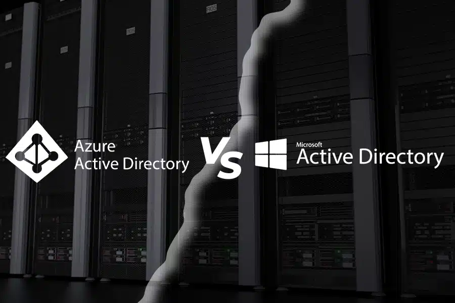 A banner showing the words "Azure Active Directory vs. Windows Active Directory," for those looking for alternatives to active directory.
