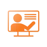 Orange icon. Managing cybersecurity threats. It support and services.